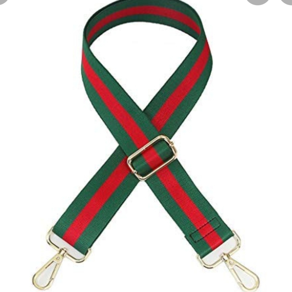 Wide Shoulder Strap Replacement Adjustable Canvas Strap for Handbag Green & Red